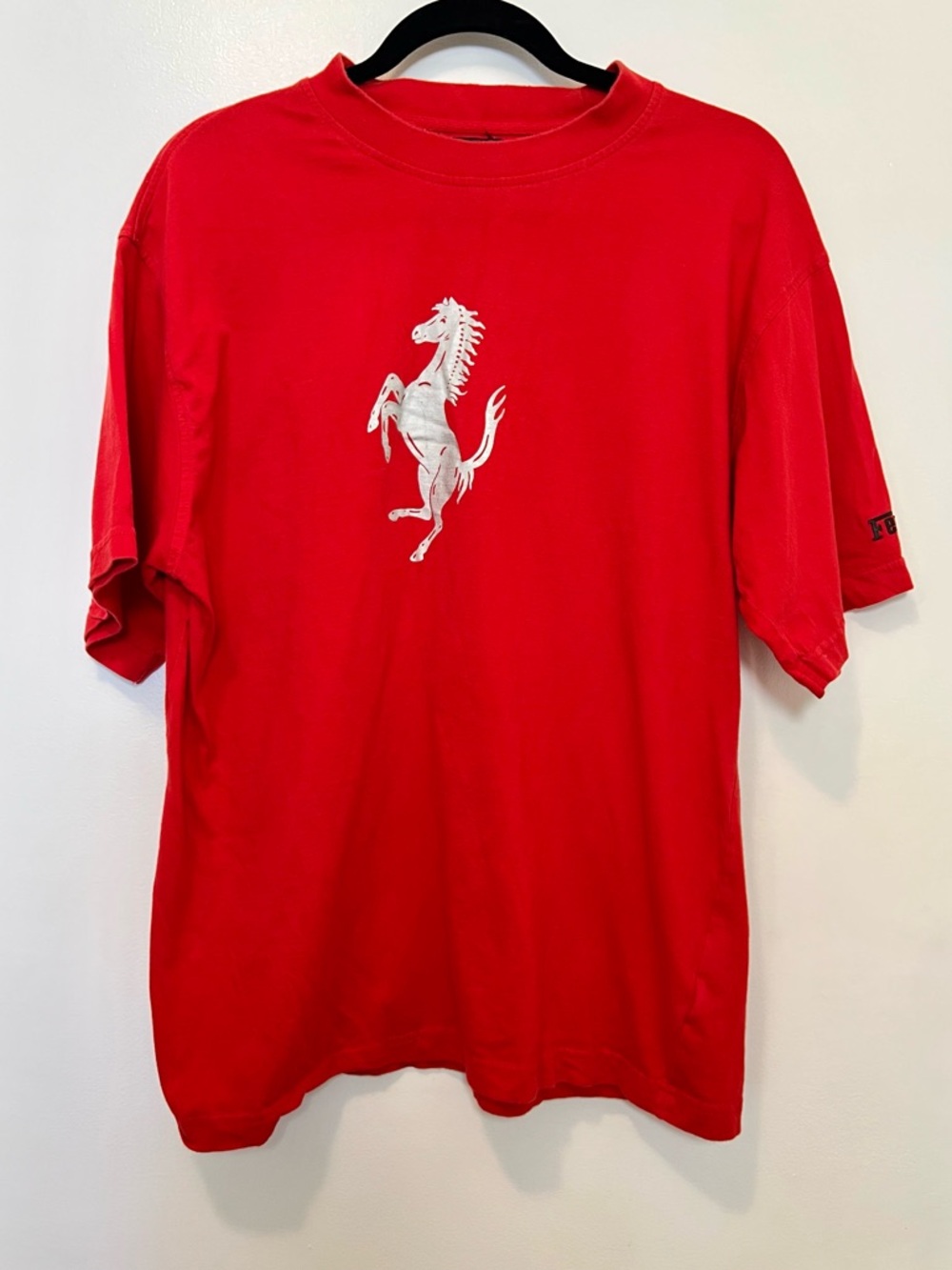 Vintage Ferrari Red T-shirt Racing Logo Schumacher Size L